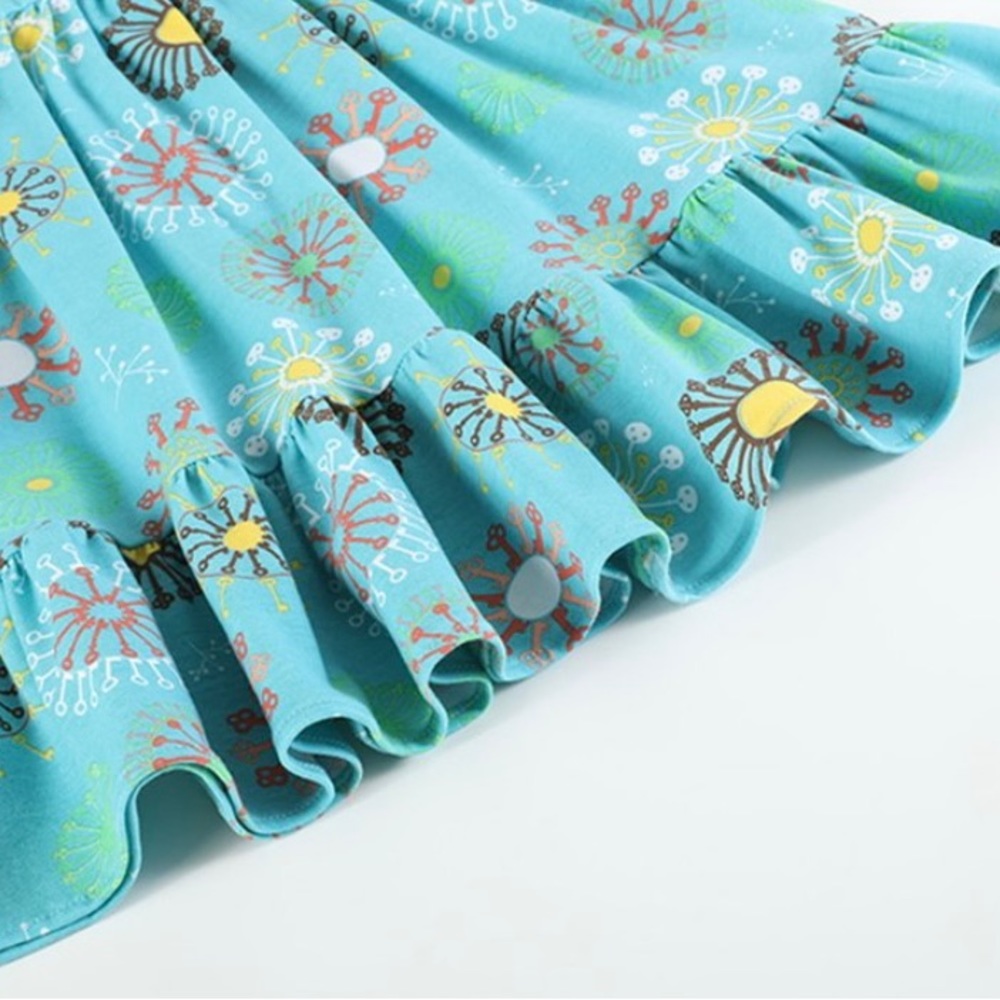 Turquoise Floral Ruffle Dress (Summertime) - Picture 4 of 5